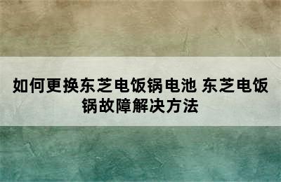 如何更换东芝电饭锅电池 东芝电饭锅故障解决方法